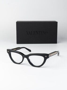 Valentino Women Eyeglasses Shiny Black Cat Eye V-ESSENTIAL II VLX-124 A
